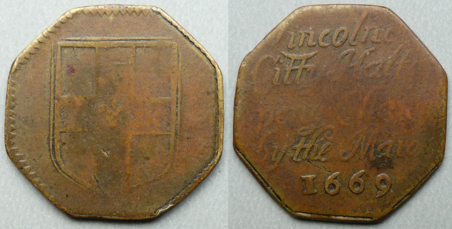 Lincoln, city issue 1669 halfpenny N2953